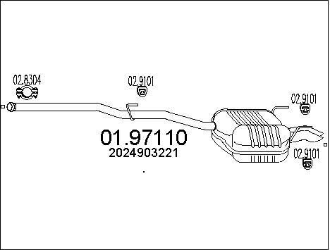Silencieux arrière Mercedes C 200 CDI anticorrosion pour ligne d'échappement
