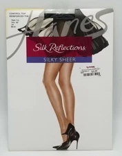 Hanes Silk Reflections Pantyhose Control Top Sz AB Style 718 Granny Cottage Core