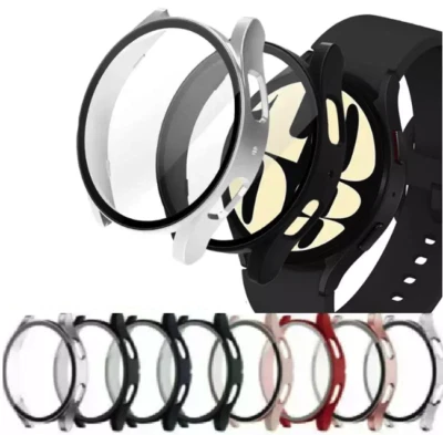 STRAP WAREHOUSE Samsung Galaxy Watch 4/5/6/7 40/44mm 2-in-1 Bumper + Full Cover Screen Protector