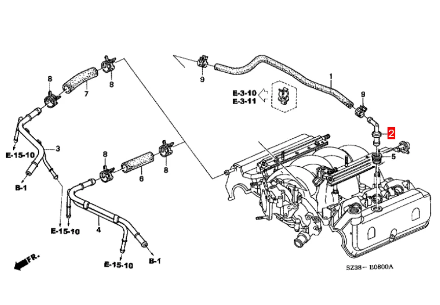 Conjunto de válvulas PCV para Honda Acura OEM 17130-PY3-003 03-04 Pilot 02-04 Odyssey Foto 2 de 4