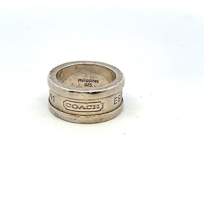 Vintage Authentic COACH Est 1941 Wide Band Ring 925 Sterling Silver 14.7g Sz 6.5