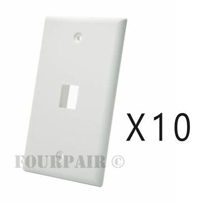 10 Pack Lot - Keystone 1 Hole Port Jack Wall Face Plate Network CAT5e CAT6 White