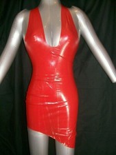 FETISH BONDAGE RUBBER DRESS RED LATEX  BDSM SWINGING FEMDOM DOMINATRIX SISSY