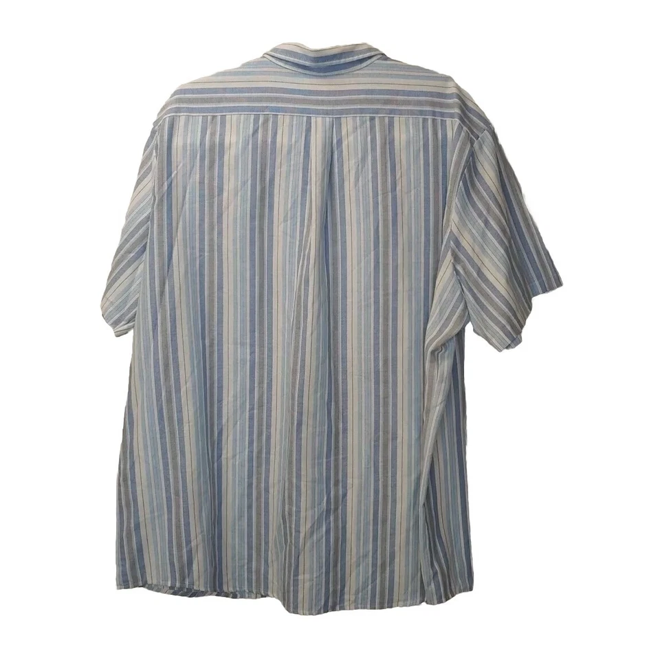 Saddlebrook Vtg Dress Shirt Men Sz 3X Coastal Blue Striped Cowboy Rodeo Button  - Image 4 of 4