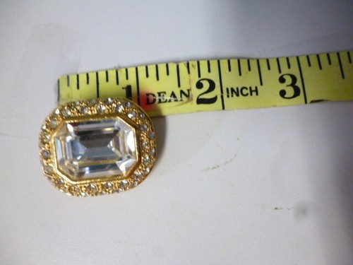 VINTAGE CLIP CHRISTIAN DIOR wie KRISTALL STRASS OHRRINGE RECHTECK GOLDFARBEN - Bild 5 von 7