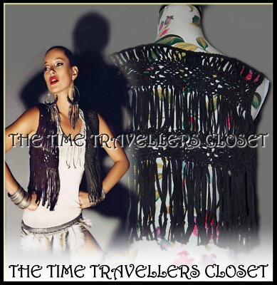 Kate Moss Topshop Vintage Ltd Ed braune Makramee kurze Weste M UK 10 38 6 125 £