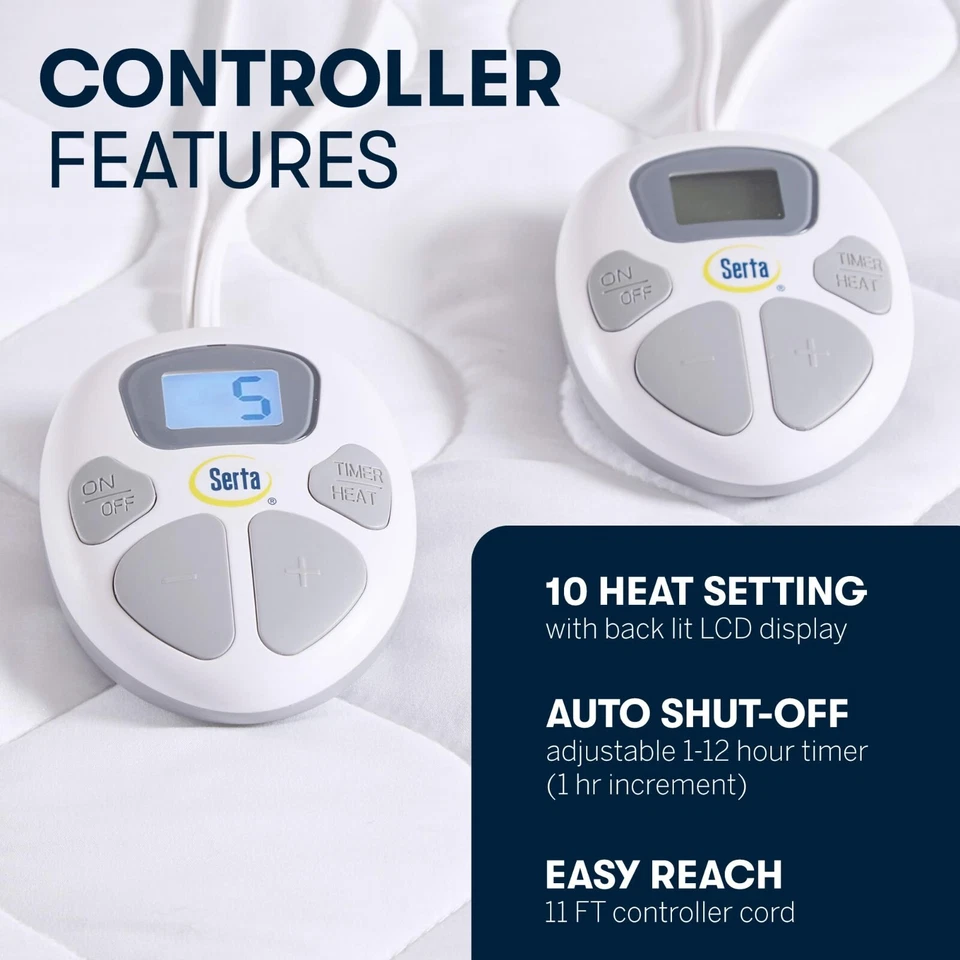 Serta Microfiber Heated Mattress Pad in Twin Twin XL Full Queen King Cal King - Image 4 of 4