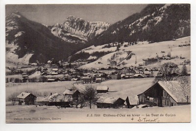 SCHWEIZ SWITZERLAND Kanton Waadt CHATEAU D'OEX im Winter und der Zahn des Corjon