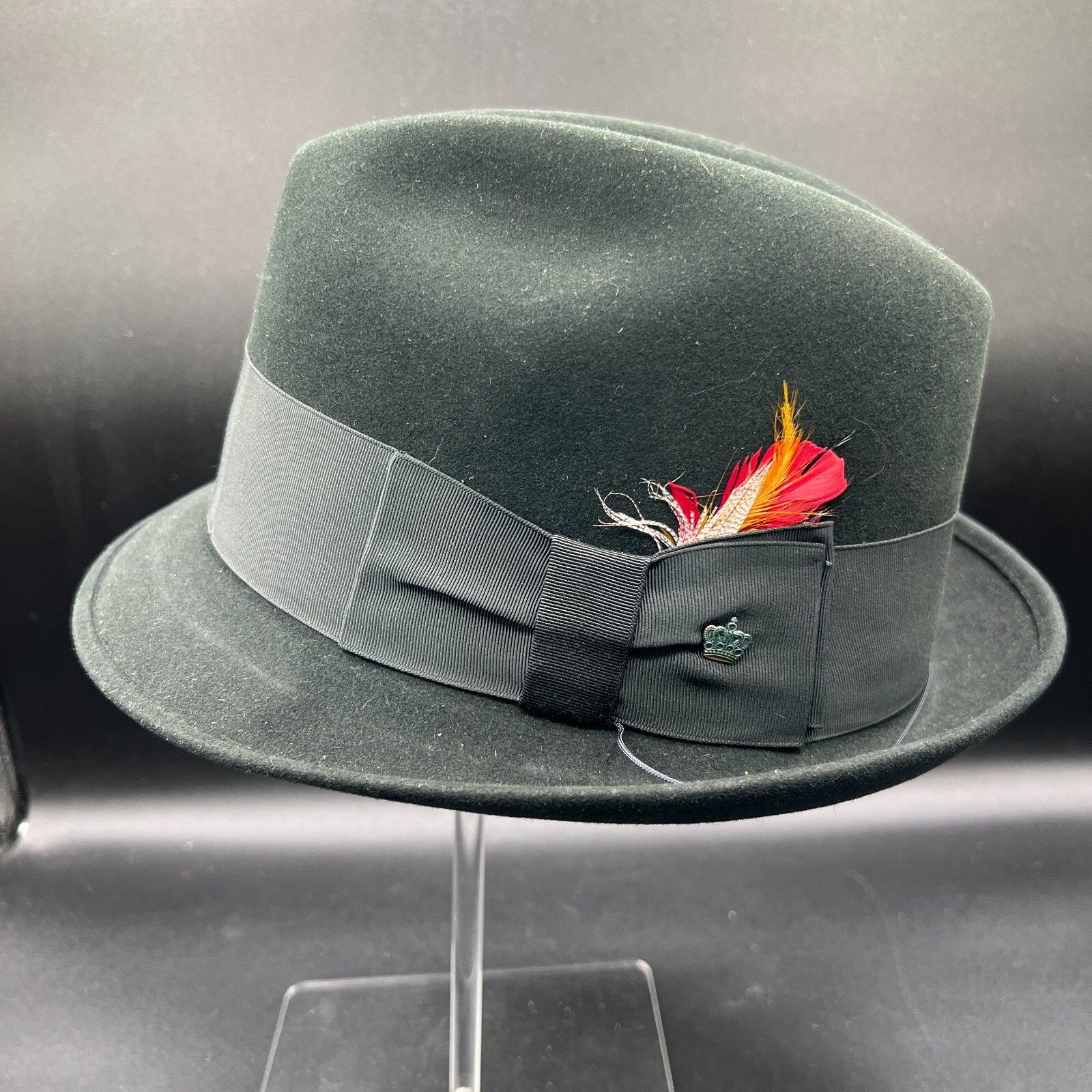 CHAMP Fedora Hat Feel The Felt Kashmir Finish Black Size 7 1/8 Adjustable Vintage-image