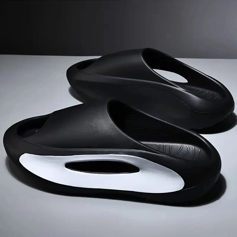 PUMA Scarpe da uomo nere e bianche casual slip punta aperta per doccia indoor outdoor spiaggia (US 6)