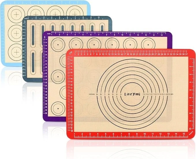4 Piece Set Silicone NonStick Baking Mats Sheet with Measurement-Resuable Tray