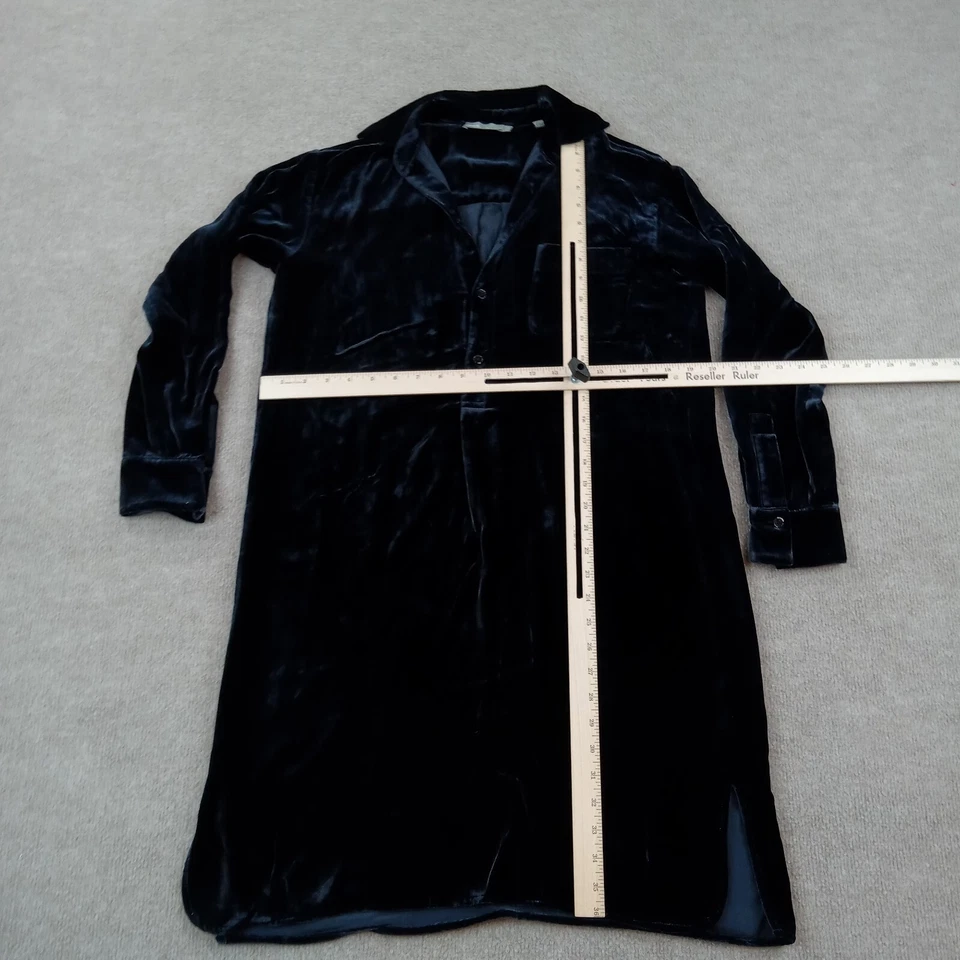 Vestido Vince Mujer Extra Pequeño XS Negro Manga Larga Botones Terciopelo Suelto Foto 2 de 4