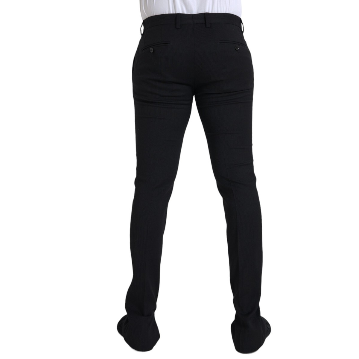 DOLCE & GABBANA Pants Black Wool Stretch Men Skinny Trouser