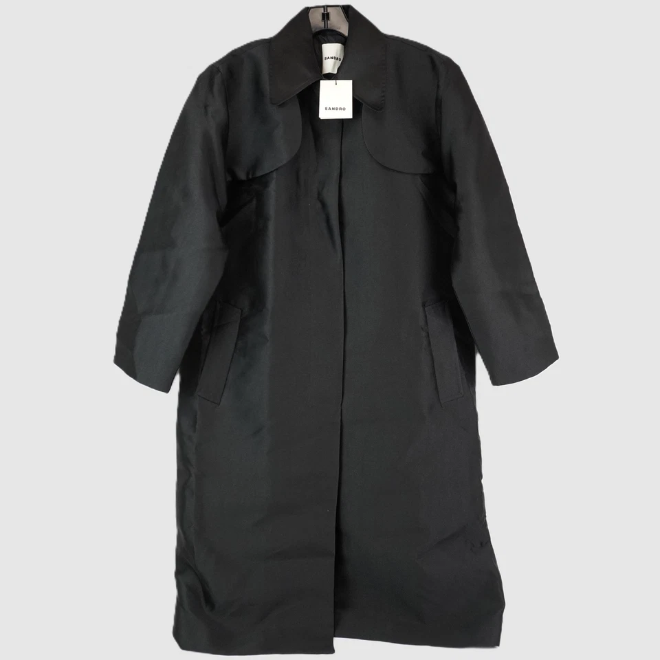 Gabardina Sandro efecto satinado con cuello en negro - para mujer talla EU 34