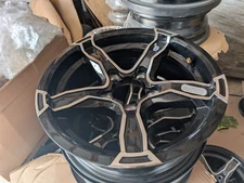 SINGLE 14" X 5.5" 5 LUG ON 4.5 ALUMINUM TRAILER WHEEL -Black Gloss