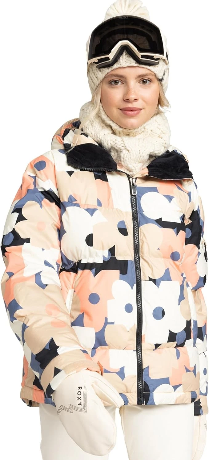 Roxy Women's Alofted Puffy Jacket Warm 10K Waterproof Snow Coat, Wild Wind Sz M