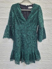 New Eliza J Bell Sleeve Lace Shift Dress Hunter Green Size 6 US