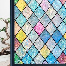Rainbow Window Film, Stained Glass Window Film, Window Decals Non Adhesive fo...