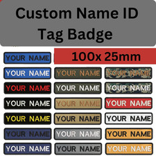 Personalised Embroidery ID Badge Morale Patch Custom Name Tap 10x2.5cm HOOk/IRON