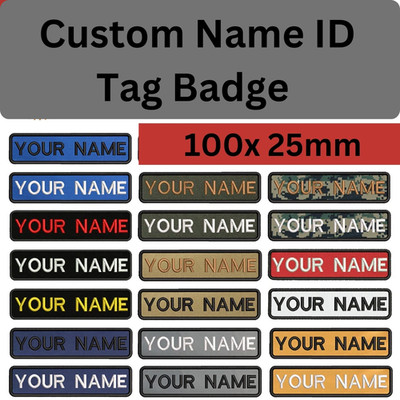 Personalisierte Stickerei Ausweis Abzeichen Moral Patch individueller Name Hahn 10x2,5cm HOOk/EISEN