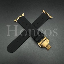 38-49 MM Black Waffle Silicone Rubber Band For Apple Watch Series 10 9 8 7 6 5 4