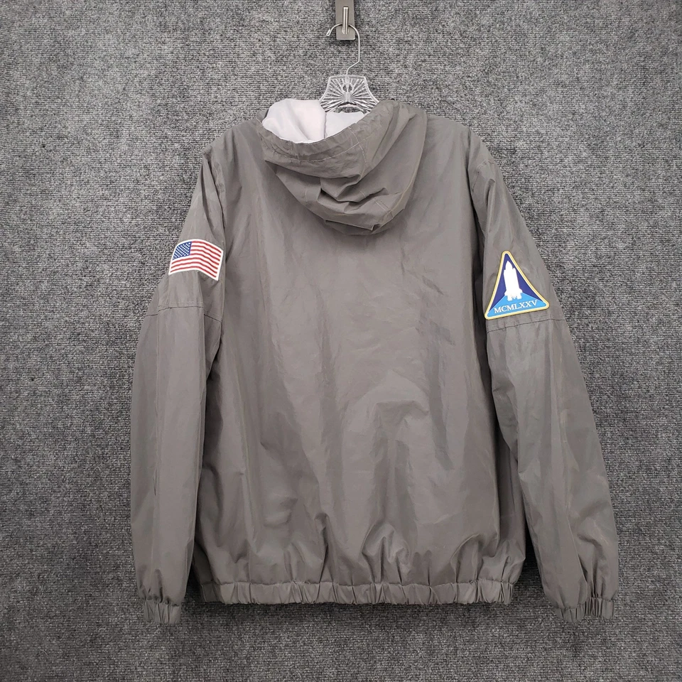 Chaqueta deportiva Members Only para hombre L grande gris NASA parche espacial rompevientos Anorak Foto 2 de 4