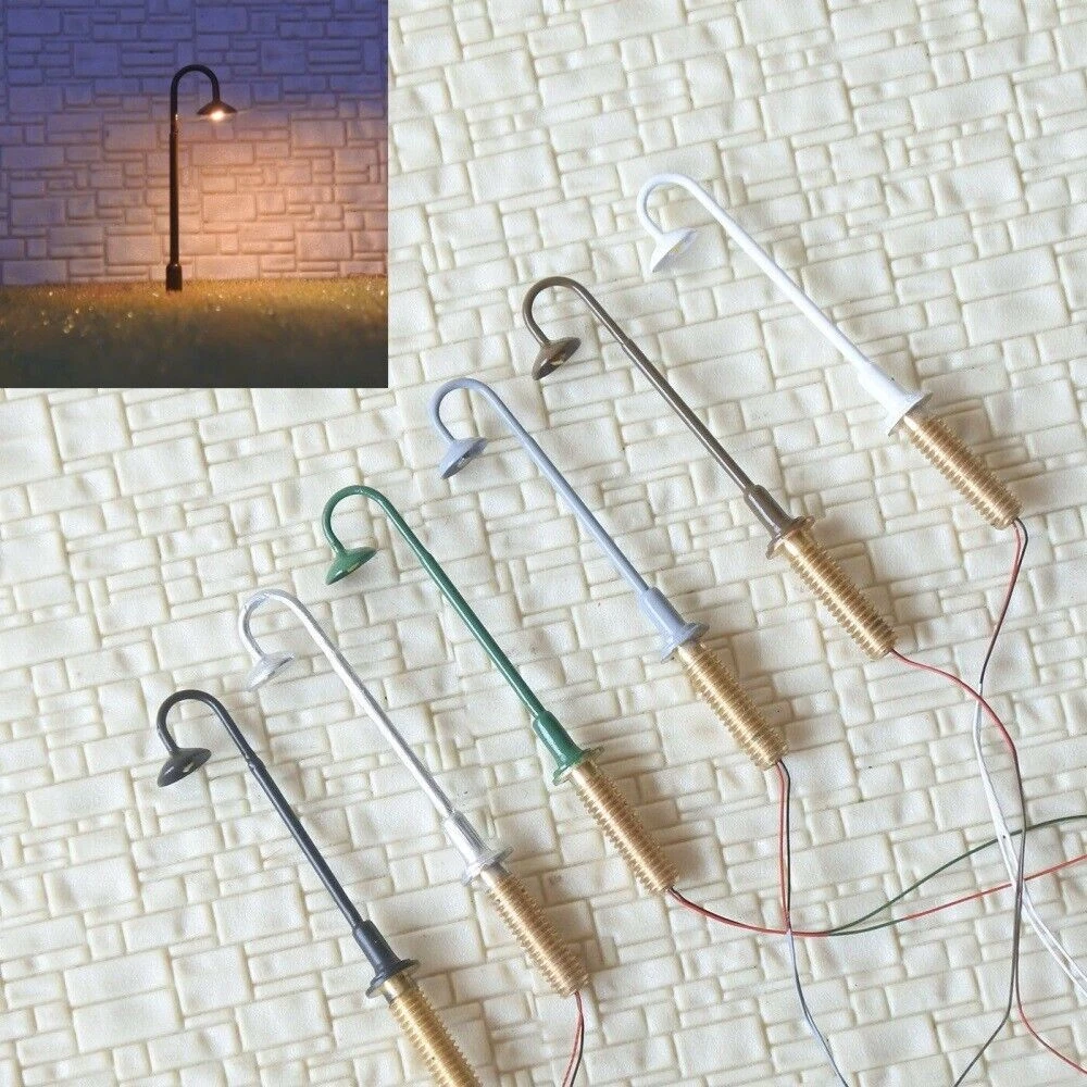 Evemodel 5x Modell Lampe Spur N 1:160 – LED Bahnsteigbeleuchtung Kaltweiß, Inkl. Vorwiderstände Für 12-16V