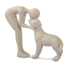 Man Dog Statue - Memorial Pet Lover Gift, Sandstone Resin Sculpture