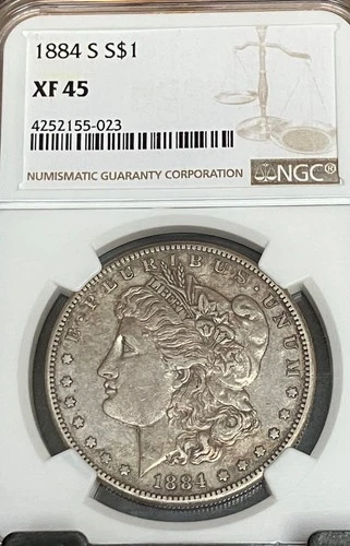 1884 S Morgan Silver Dollar, NGC XF45