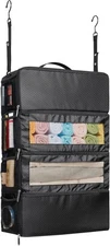 Suitcase Organizer, Travel Luggage Organizer Hanging Shelves Large, Black-L 
