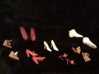 LOT OF 7 PAIR VINTAGE BARBIE DOLL SHOES Some Cork Slides Flat Taiwan Etc