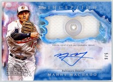 Manny Machado 2017 Topps Inception Blue Button Autograph Card #IAP-MM 5/6