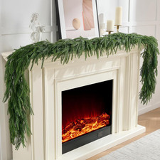 2Pcs 6FT Norfolk Pine Garlands Realistic, Real Touch Winter Xmas Garland, Christ