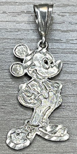 Vintage Sterling Silver 925 MICKEY MOUSE Cartoon Figure Textured Pendant Disney