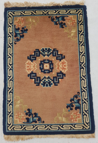 Vintage Tibetan Handmade Epic Floral Turkish Multicolor Wool Rug Carpet 74x49 cm