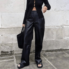 Zara Faux Leather High Rise Wide Leg Pants S