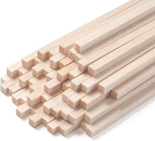 Square Wooden Dowel Rods, Balsa Wood Sticks, Balsa Wood Strips for Crafts, 50 PC