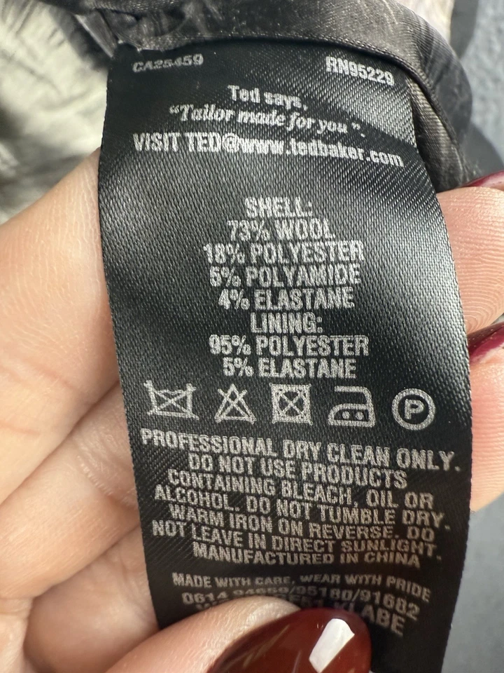 Blazer negro Ted Baker para mujer mezcla de lana de un solo pecho talla 3 (US 8) Foto 4 de 4