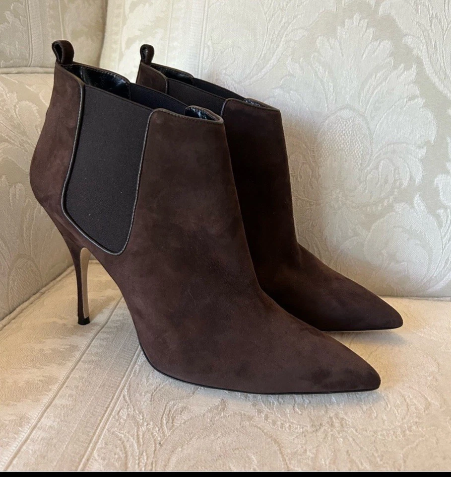 Sexy! 🔥MANOLO BLAHNIK Dildi Otto Botines Gamuza Marrón Chocolate Talla 40 Foto 3 de 4