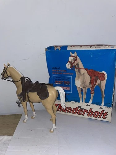 VTG Thunderbolt Johnny West Horse Marx  Palomino Complete W/ Tack & Box.  Ex!