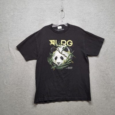 LRG Men Shirt L Black Graphic Print Panda Bamboo Logo Short Sleeve