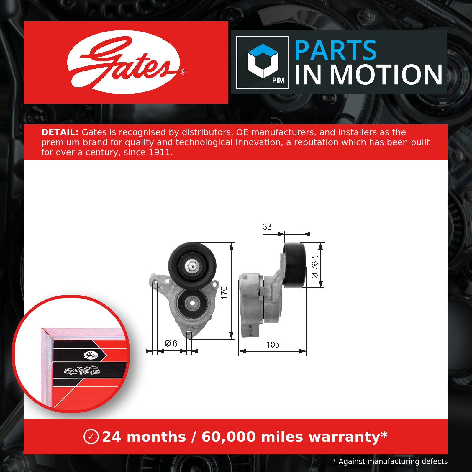 GATES T38421 Belt Tensioner, V-ribbed belt for HONDA - Image 13