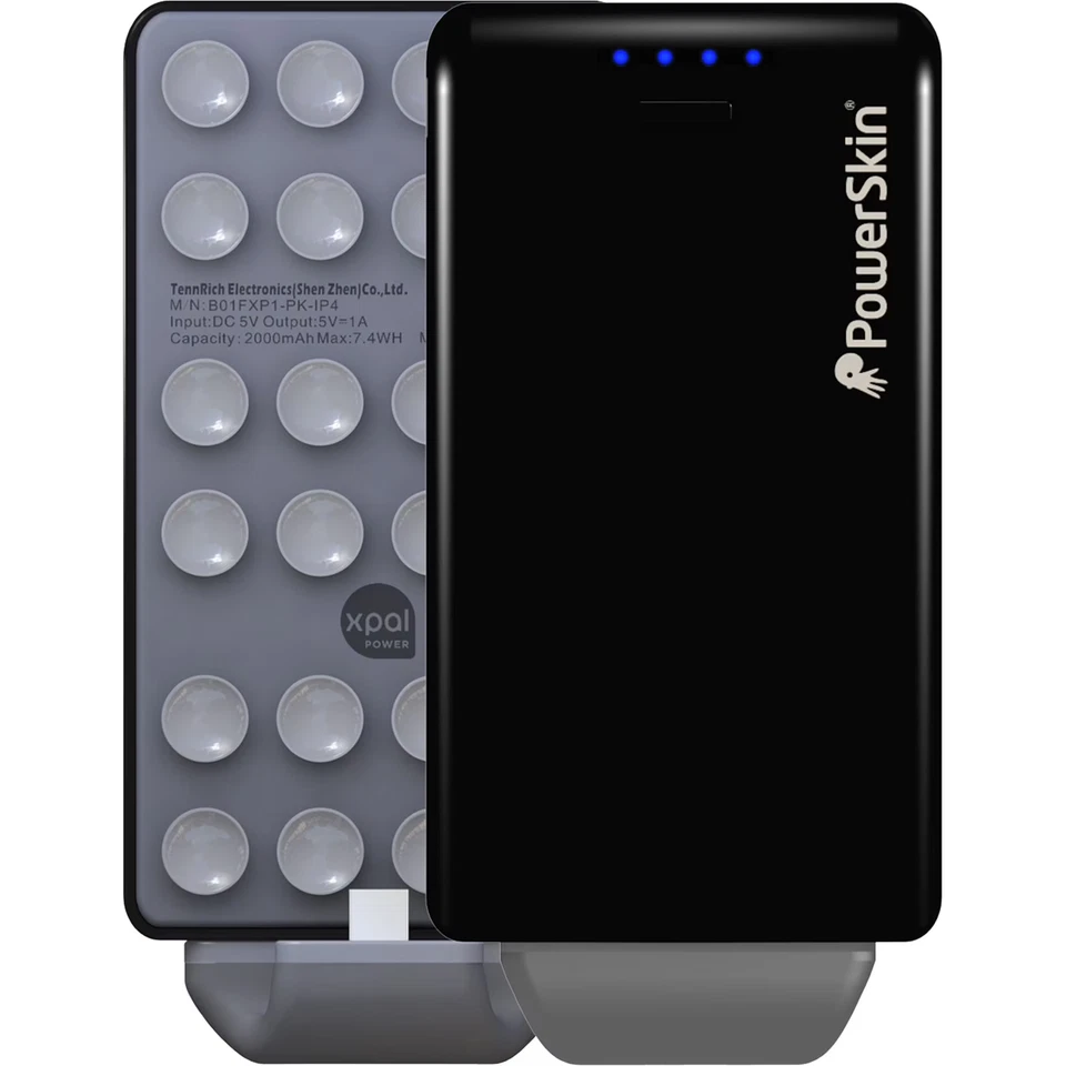 Cargador de batería para teléfonos inteligentes híbridos PowerSkin 2000 mAh con cable micro USB - negro Foto 2 de 2