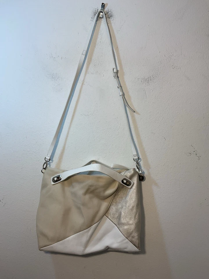 SKAGEN Mikkeline BOLSO DE MANO MONEDERO BLANCO TOSTADO PLATA HOMBRO CUERO holgado Foto 4 de 4