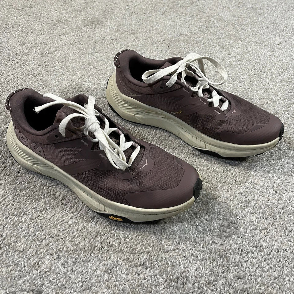 Sapatos de transporte Hoka W 8.5B vermelho malva conforto acolchoado Vibram caminhada caminhada - Imagem 3 de 4
