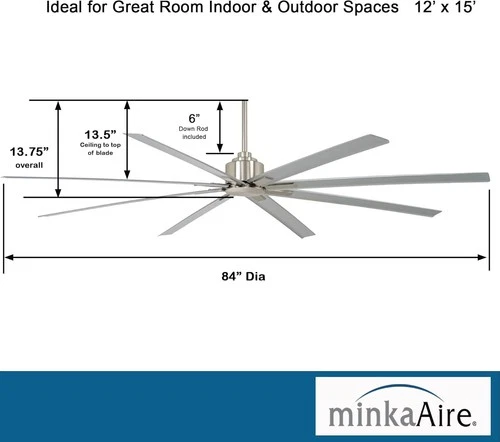 Minka-Aire F896-84-BNW, Xtreme H2O 84" Ceiling Fan, Brushed Nickel Wet - Picture 3 of 5