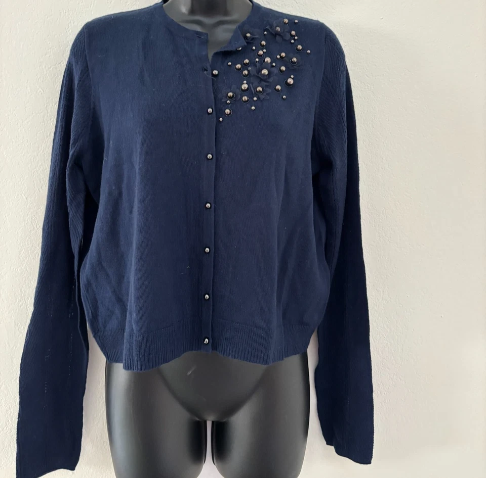 ¡LOTE DE 2 NUEVOS CON ETIQUETAS! Cárdigan suéteres medianos de lana merino azul y rosa Elie Tahari Foto 4 de 4