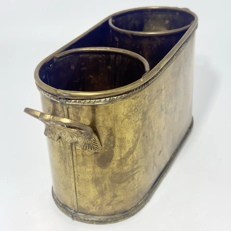 Vintage Mottahedeh Solid Brass Double Wine Chiller Bottle Holder Ice Bucket RARE - Image 3 of 4