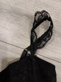 Ann Summers Black Satin & Lace Frilled Corset Top Size 10-12