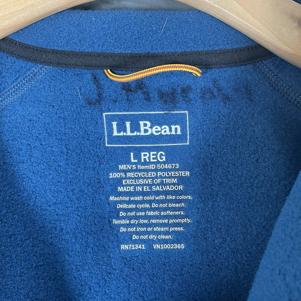 L.L.Bean 1/2 Zip Fleece Sweater Men's Large Long Sleeve Navy Blue Winter Comfort - Image 2 of 4